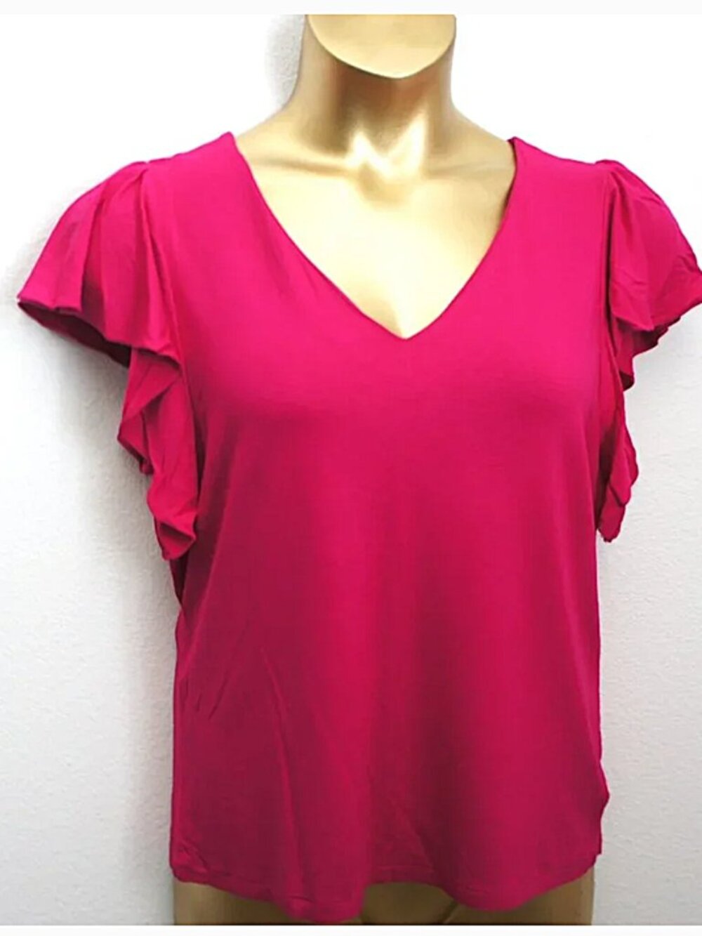 Lauren Ralph Lauren Fushia V-Neck Top size L - Picture 1 of 3